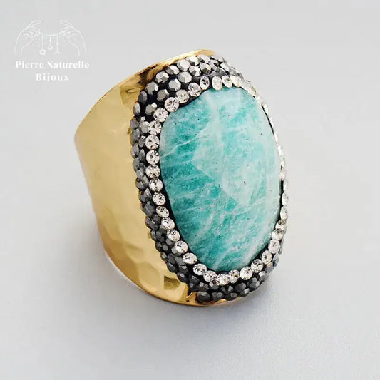 Bague en Amazonite et Cristal | Bagues | pierre naturelle bijoux