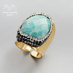 Bague en Amazonite et Cristal | Bagues | pierre naturelle bijoux