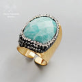 Bague en Amazonite et Cristal | Bagues | pierre naturelle bijoux