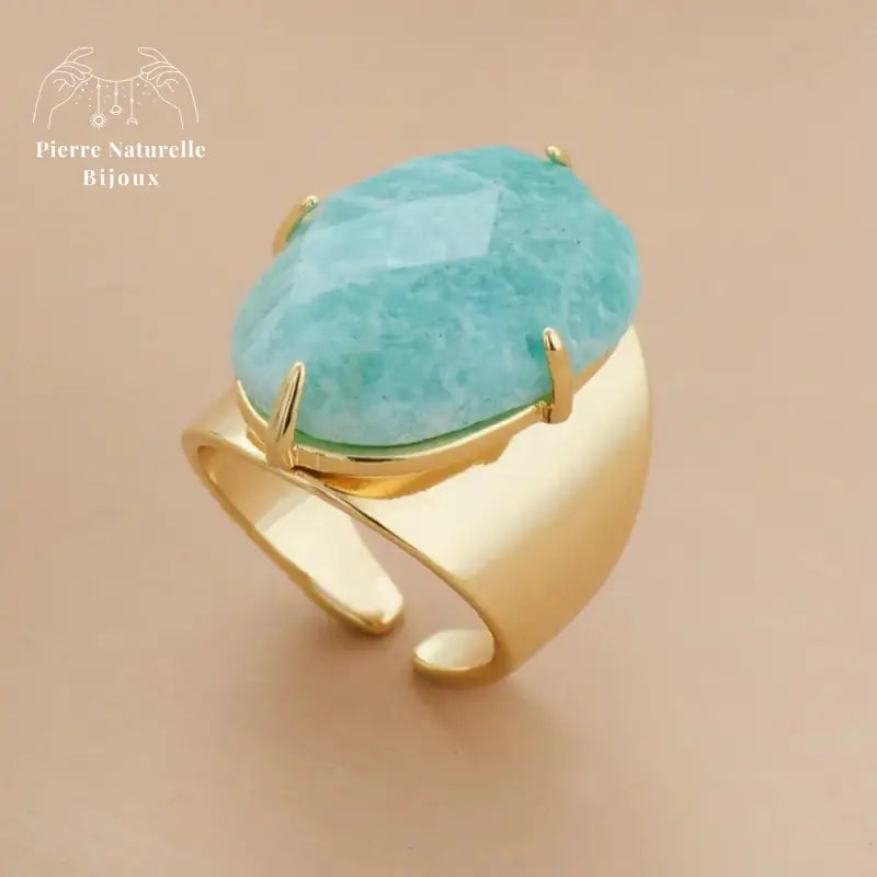 Bague or "Floraison" en Amazonite
