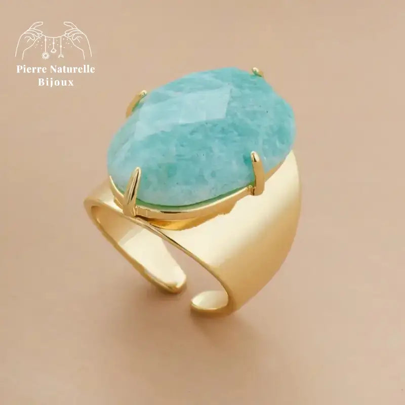 Bague or "Floraison" en Amazonite