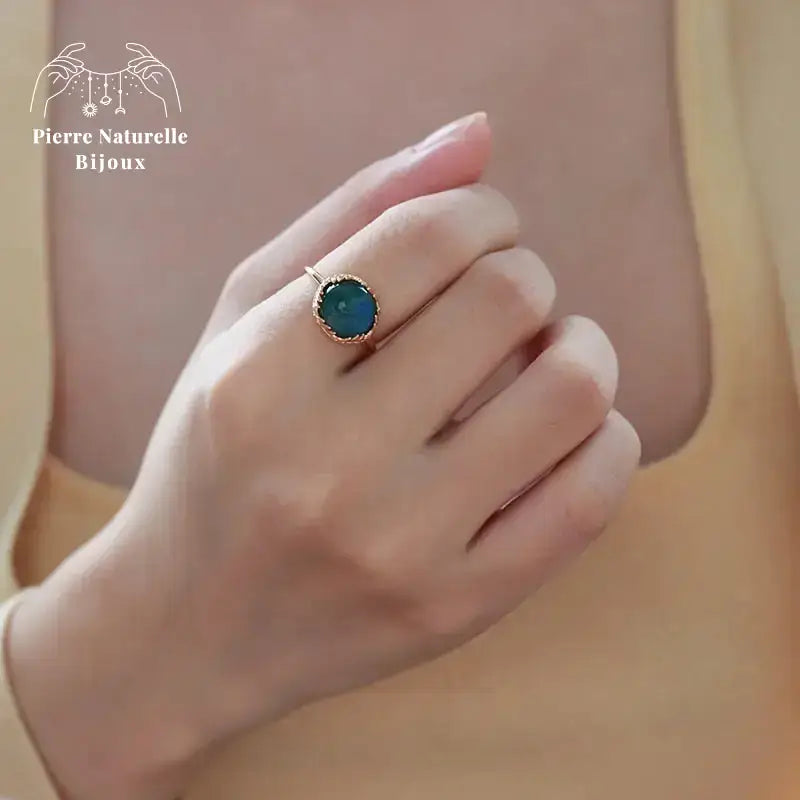 Bague en Labradorite et Malachite | Bagues | pierre naturelle bijoux