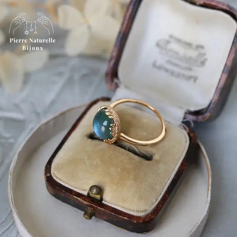 Bague en Labradorite et Malachite | Bagues | pierre naturelle bijoux