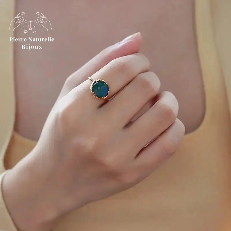 Bague en Labradorite et Malachite | Bagues | pierre naturelle bijoux