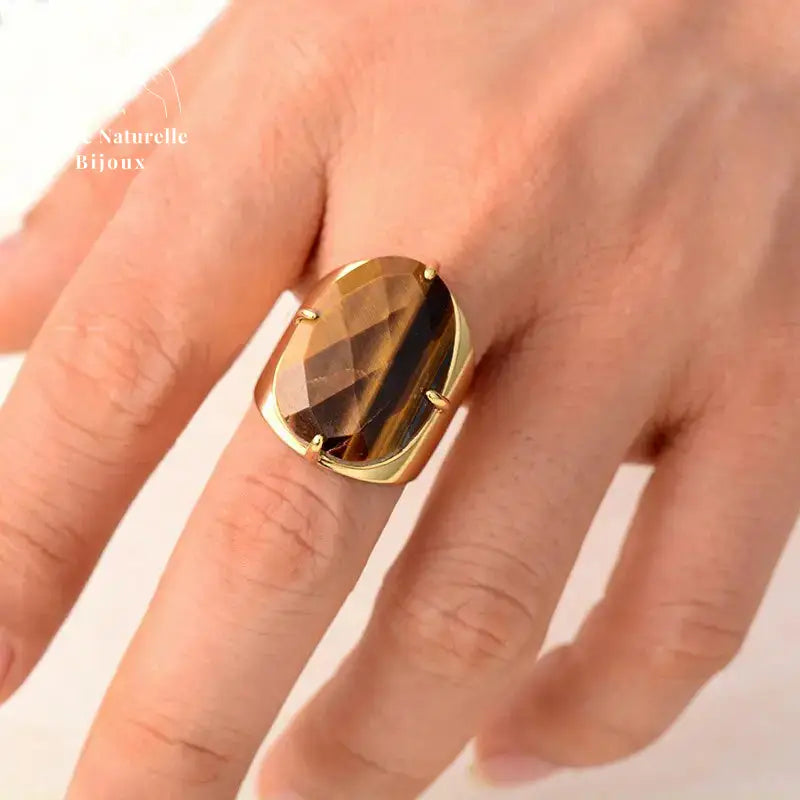 Bague "Providence" en œil de tigre | Bagues | pierre naturelle bijoux
