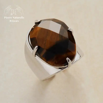 Bague en argent "Providence" en il de tigre