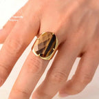 Bague "Providence" en œil de tigre | Bagues | pierre naturelle bijoux