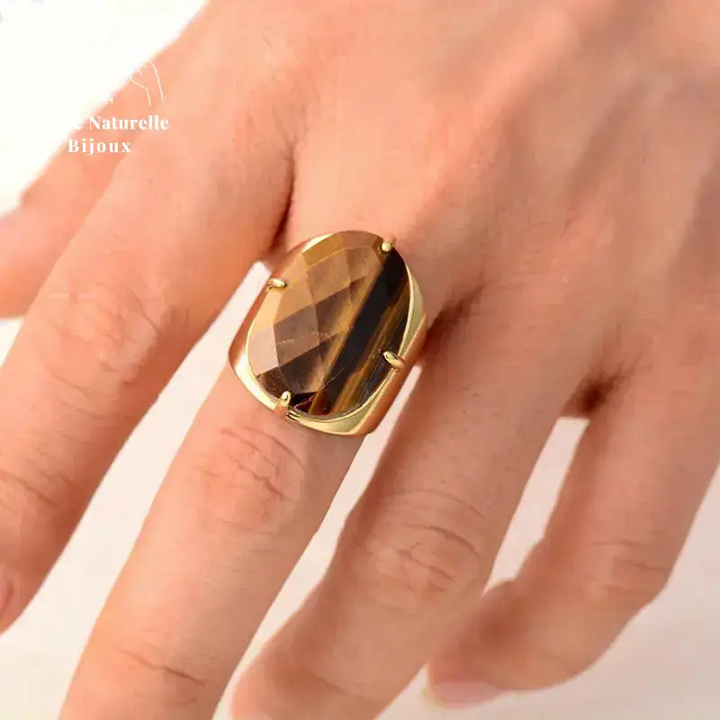 Bague "Providence" en œil de tigre | Bagues | pierre naturelle bijoux