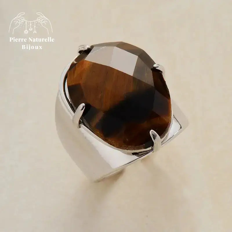 Bague en argent "Providence" en œil de tigre