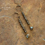 Boucle d'oreilles "Etincelle" en Pyrite et Labradorite | Boucles d'Oreilles | pierre naturelle bijoux