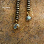 Boucle d'oreilles "Etincelle" en Pyrite et Labradorite | Boucles d'Oreilles | pierre naturelle bijoux