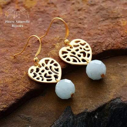 Boucles d'oreilles "Tendresse" en Aigue-Marine | Boucles d'Oreilles | pierre naturelle bijoux