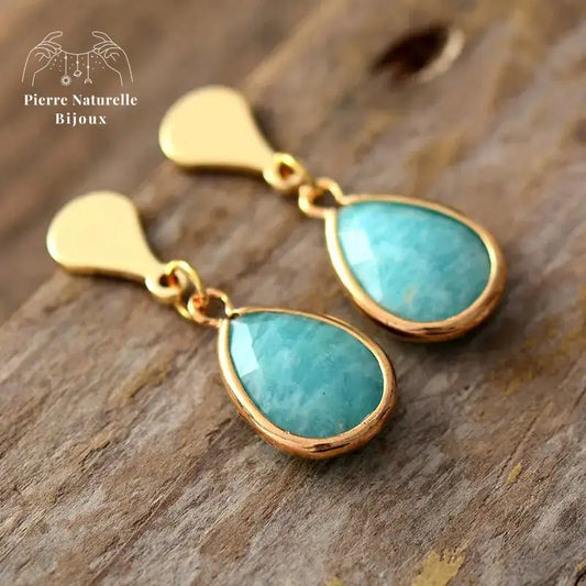 Boucles d'oreilles en Amazonite | Boucles d'Oreilles | pierre naturelle bijoux