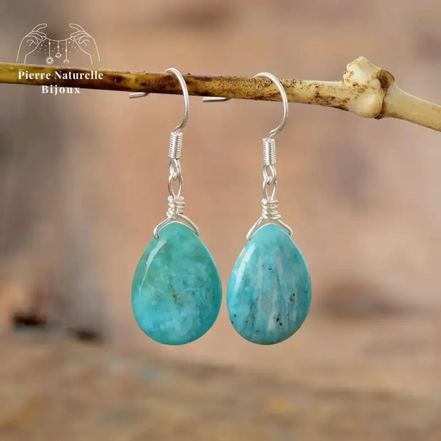 Boucles d'oreilles "Désir" en Amazonite | Boucles d'Oreilles | pierre naturelle bijoux