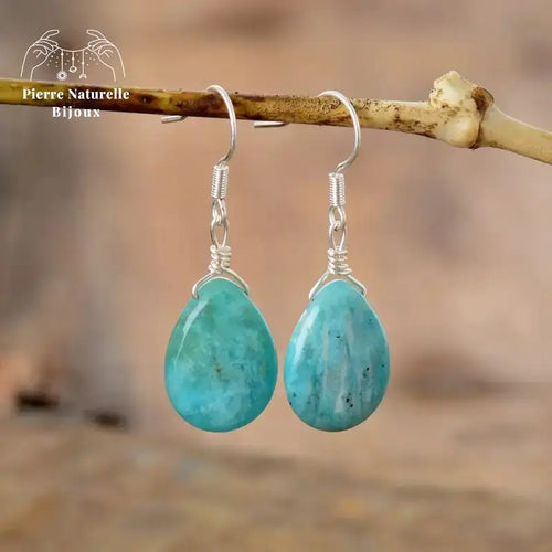 Boucles d'oreilles "Désir" en Amazonite | Boucles d'Oreilles | pierre naturelle bijoux