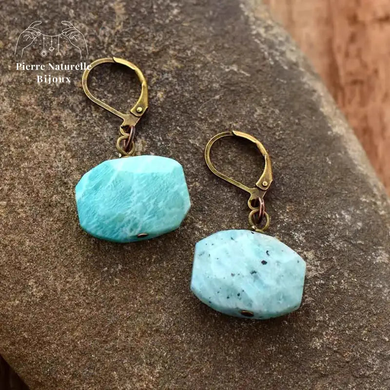 Boucles d'oreilles "Eloquence" en Amazonite | Boucles d'Oreilles | pierre naturelle bijoux