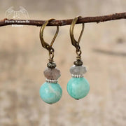 Boucles d'oreilles "Liberté" en Amazonite et Labradorite | Boucles d'Oreilles | pierre naturelle bijoux