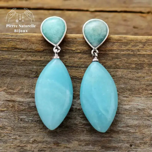 Boucles d'oreilles "Indépendance" en Amazonite | Boucles d'Oreilles | pierre naturelle bijoux