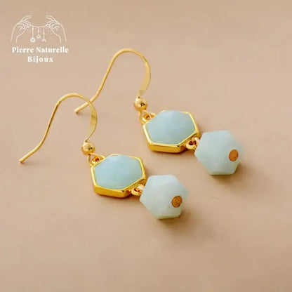 Boucles d'oreilles "Prospérité" en Amazonite | Boucles d'Oreilles | pierre naturelle bijoux