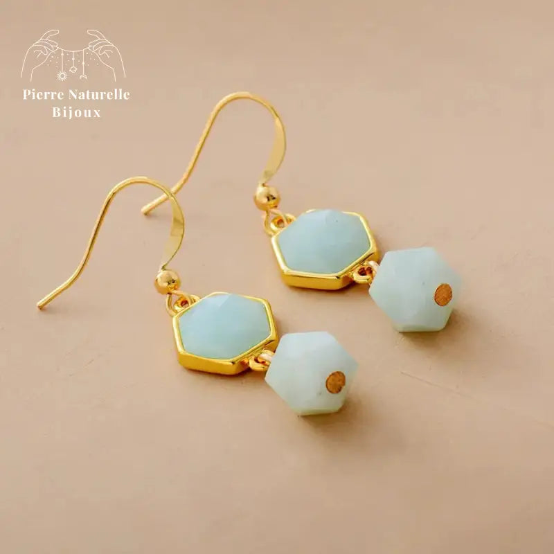 Boucles d'oreilles "Prospérité" en Amazonite | Boucles d'Oreilles | pierre naturelle bijoux
