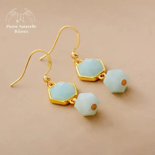 Boucles d'oreilles "Prospérité" en Amazonite | Boucles d'Oreilles | pierre naturelle bijoux