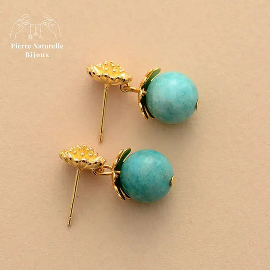Boucles d'oreilles "Tiamat" en Amazonite | Boucles d'Oreilles | pierre naturelle bijoux