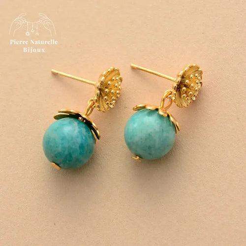 Boucles d'oreilles "Tiamat" en Amazonite | Boucles d'Oreilles | pierre naturelle bijoux