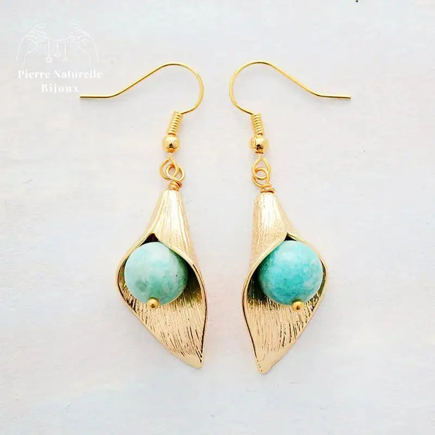 Boucles d'oreilles "Tranquillité" en Amazonite | Boucles d'Oreilles | pierre naturelle bijoux