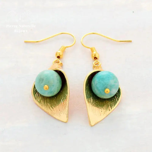 Boucles d'oreilles "Tranquillité" en Amazonite | Boucles d'Oreilles | pierre naturelle bijoux
