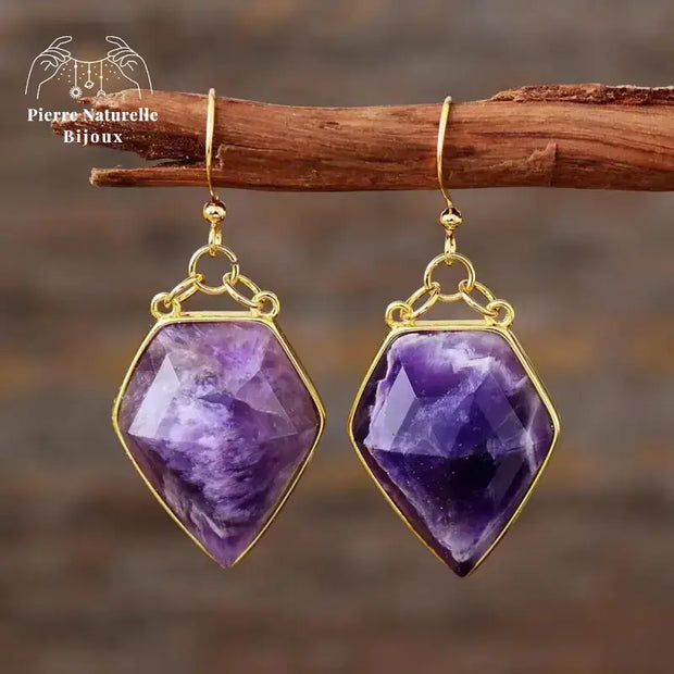 Boucles d'oreilles en Améthyste | Boucles d'Oreilles | pierre naturelle bijoux