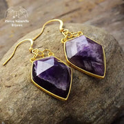 Boucles d'oreilles en Améthyste | Boucles d'Oreilles | pierre naturelle bijoux