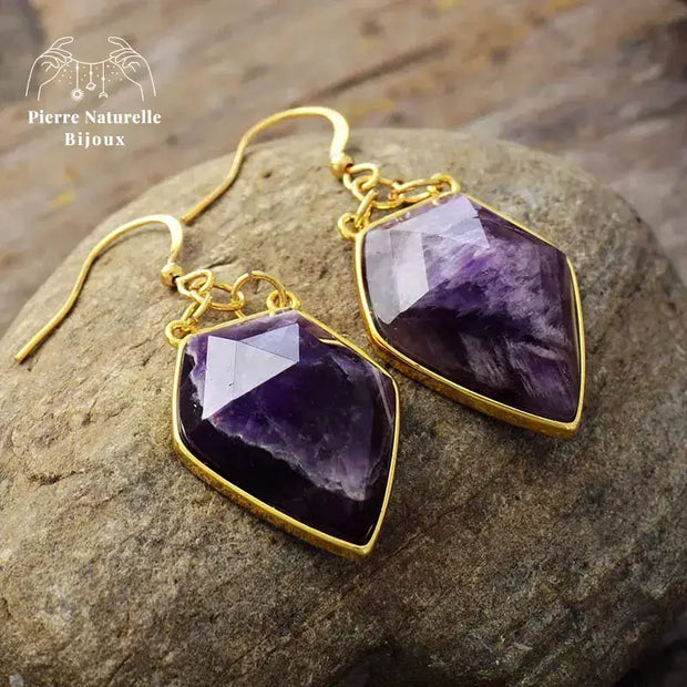 Boucles d'oreilles en Améthyste | Boucles d'Oreilles | pierre naturelle bijoux