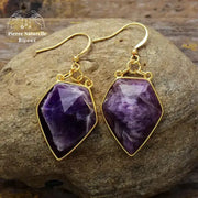 Boucles d'oreilles en Améthyste | Boucles d'Oreilles | pierre naturelle bijoux