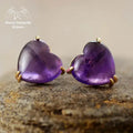 Boucles d'oreilles "Cœur" en Améthyste | Boucles d'Oreilles | pierre naturelle bijoux