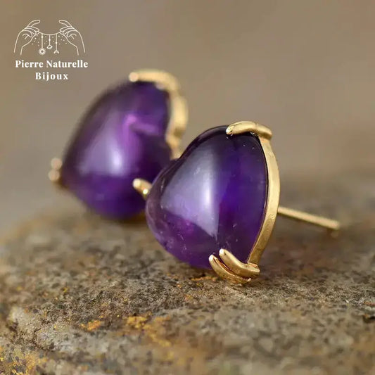 Boucles d'oreilles "Cur" en Améthyste | Boucles d'Oreilles | pierre naturelle bijoux