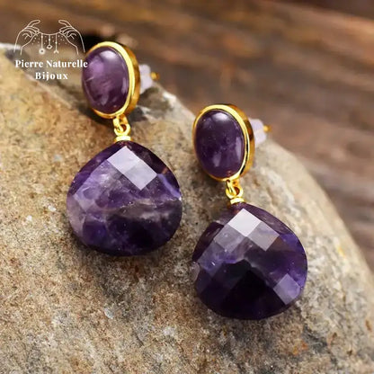 Boucles d'oreilles "Dionysos" en Améthyste | Boucles d'Oreilles | pierre naturelle bijoux