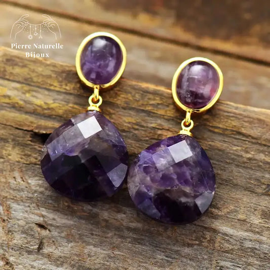Boucles d'oreilles "Dionysos" en Améthyste | Boucles d'Oreilles | pierre naturelle bijoux