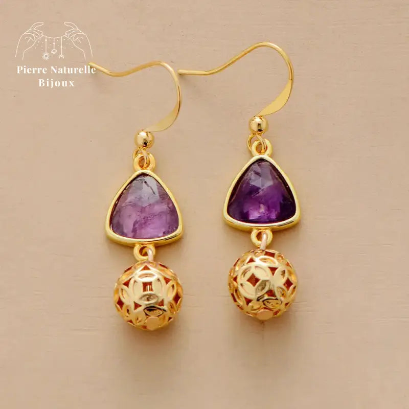 Boucles d'oreilles "Intuition" en Améthyste | Boucles d'Oreilles | pierre naturelle bijoux
