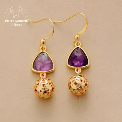Boucles d'oreilles "Intuition" en Améthyste | Boucles d'Oreilles | pierre naturelle bijoux