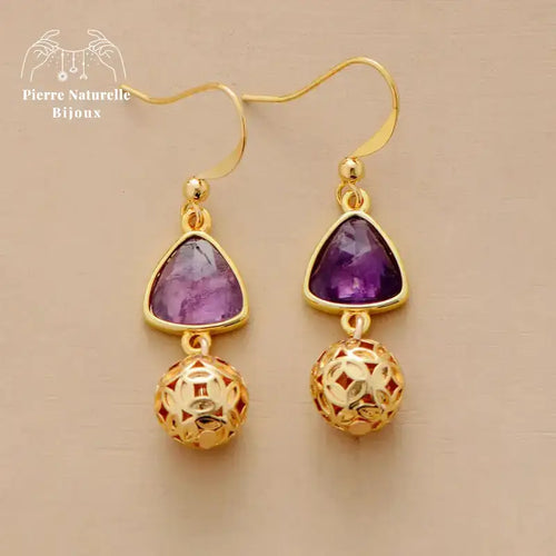 Boucles d'oreilles "Intuition" en Améthyste | Boucles d'Oreilles | pierre naturelle bijoux
