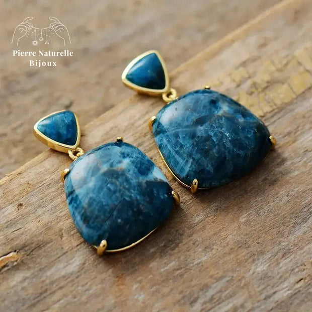 Boucles d'oreilles en Apatite | Boucles d'Oreilles | pierre naturelle bijoux