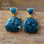 Boucles d'oreilles en Apatite | Boucles d'Oreilles | pierre naturelle bijoux