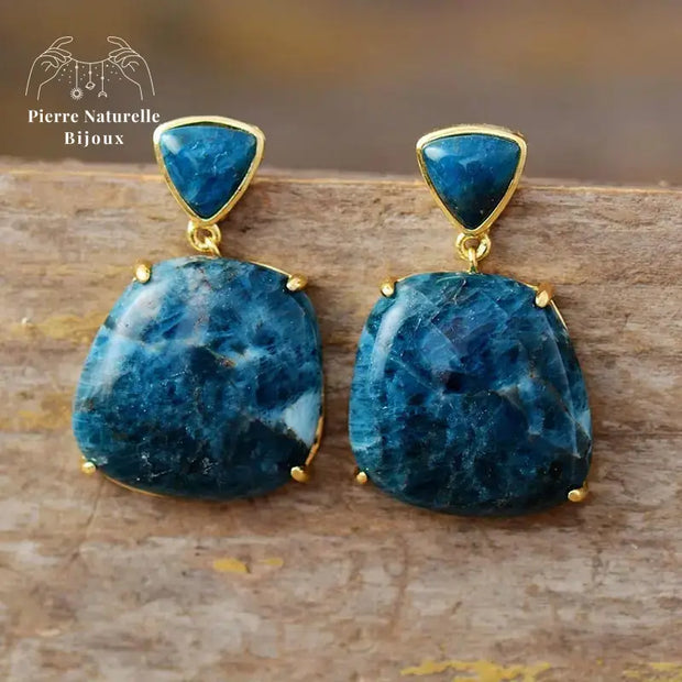 Boucles d'oreilles en Apatite | Boucles d'Oreilles | pierre naturelle bijoux