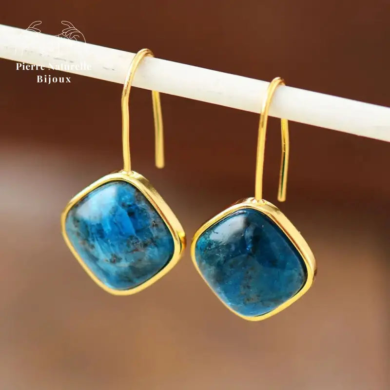 Boucles d'oreilles "Emanation" en Apatite | Boucles d'Oreilles | pierre naturelle bijoux