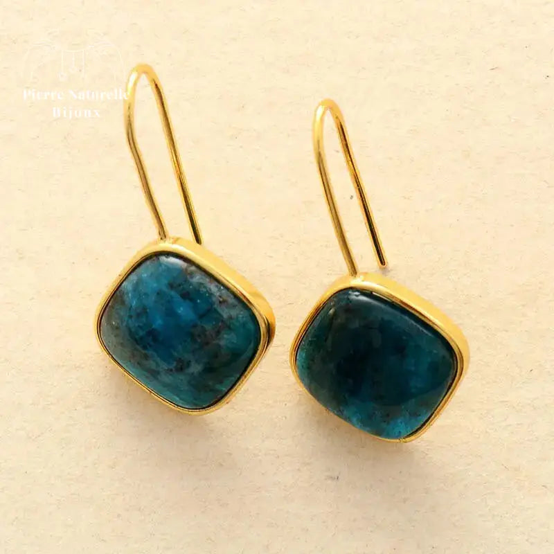 Boucles d'oreilles "Emanation" en Apatite | Boucles d'Oreilles | pierre naturelle bijoux