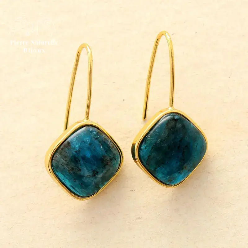 Boucles d'oreilles "Emanation" en Apatite | Boucles d'Oreilles | pierre naturelle bijoux