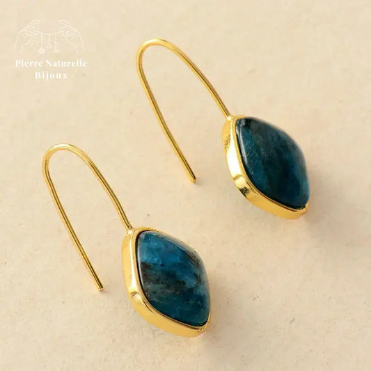 Boucles d'oreilles "Emanation" en Apatite | Boucles d'Oreilles | pierre naturelle bijoux