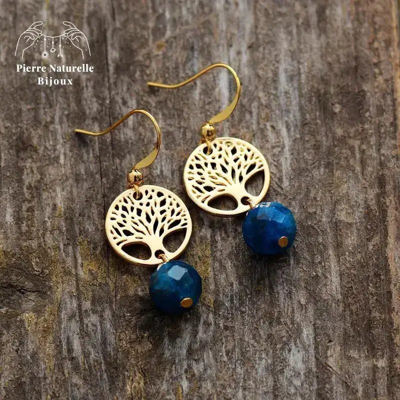 Boucles d'oreilles "Persévérance" en Apatite | Boucles d'Oreilles | pierre naturelle bijoux