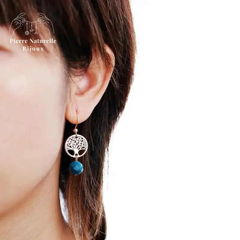Boucles d'oreilles "Persévérance" en Apatite | Boucles d'Oreilles | pierre naturelle bijoux