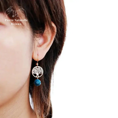 Boucles d'oreilles "Persévérance" en Apatite | Boucles d'Oreilles | pierre naturelle bijoux